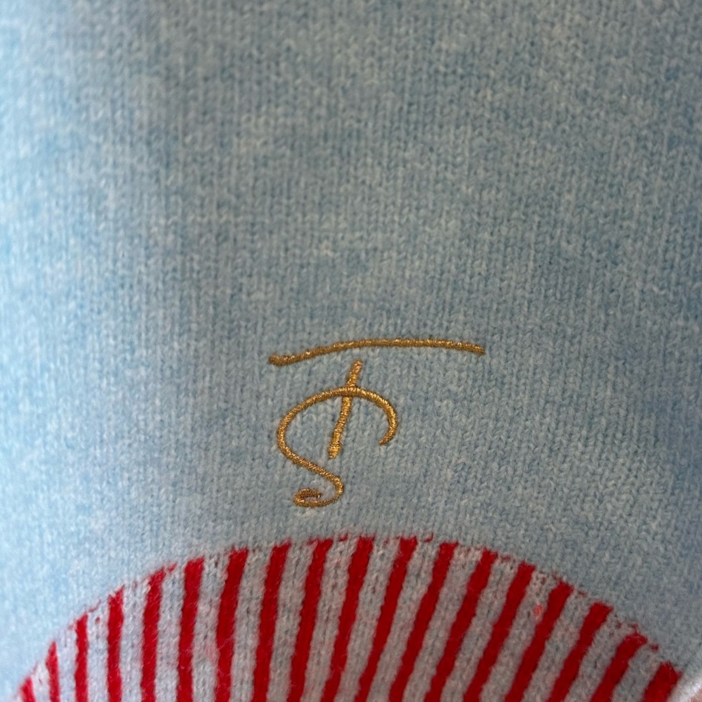 Taylor Swift Light Blue Sweater with Red Hearts - Picture 7 of 7